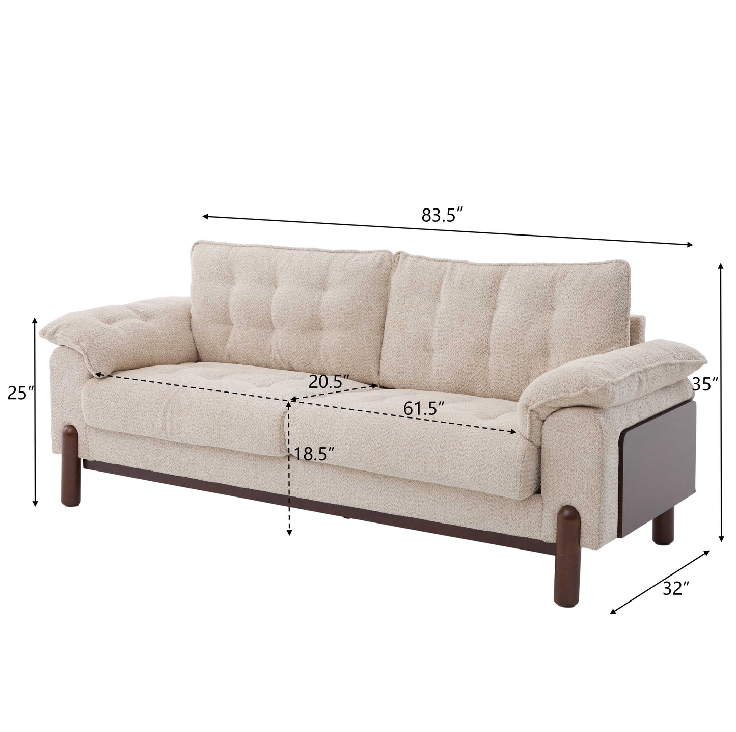 83.5 in. 3 Seater Modern Boucle Upholstered Sofa