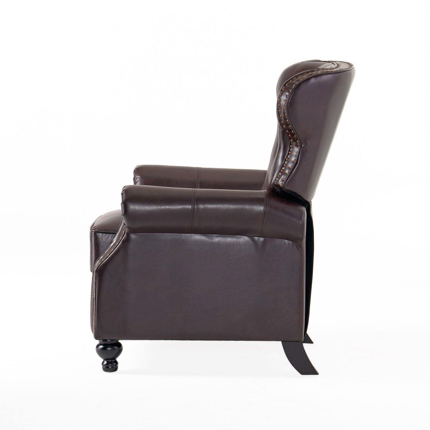Contemporary Style Push Back Recliner with Button Tufted Stitching and Nailhead Trim