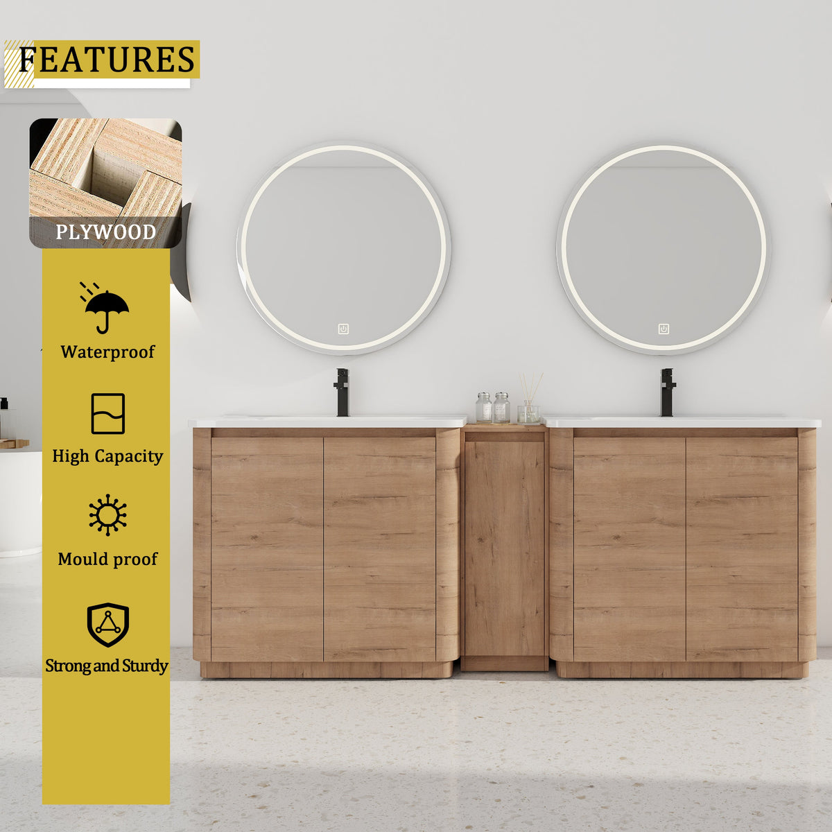84'' Freestanding Bathroom Vanity with Ceramic Sink
