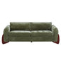 89"L Chenille Sofa with Wooden Legs – Olive
