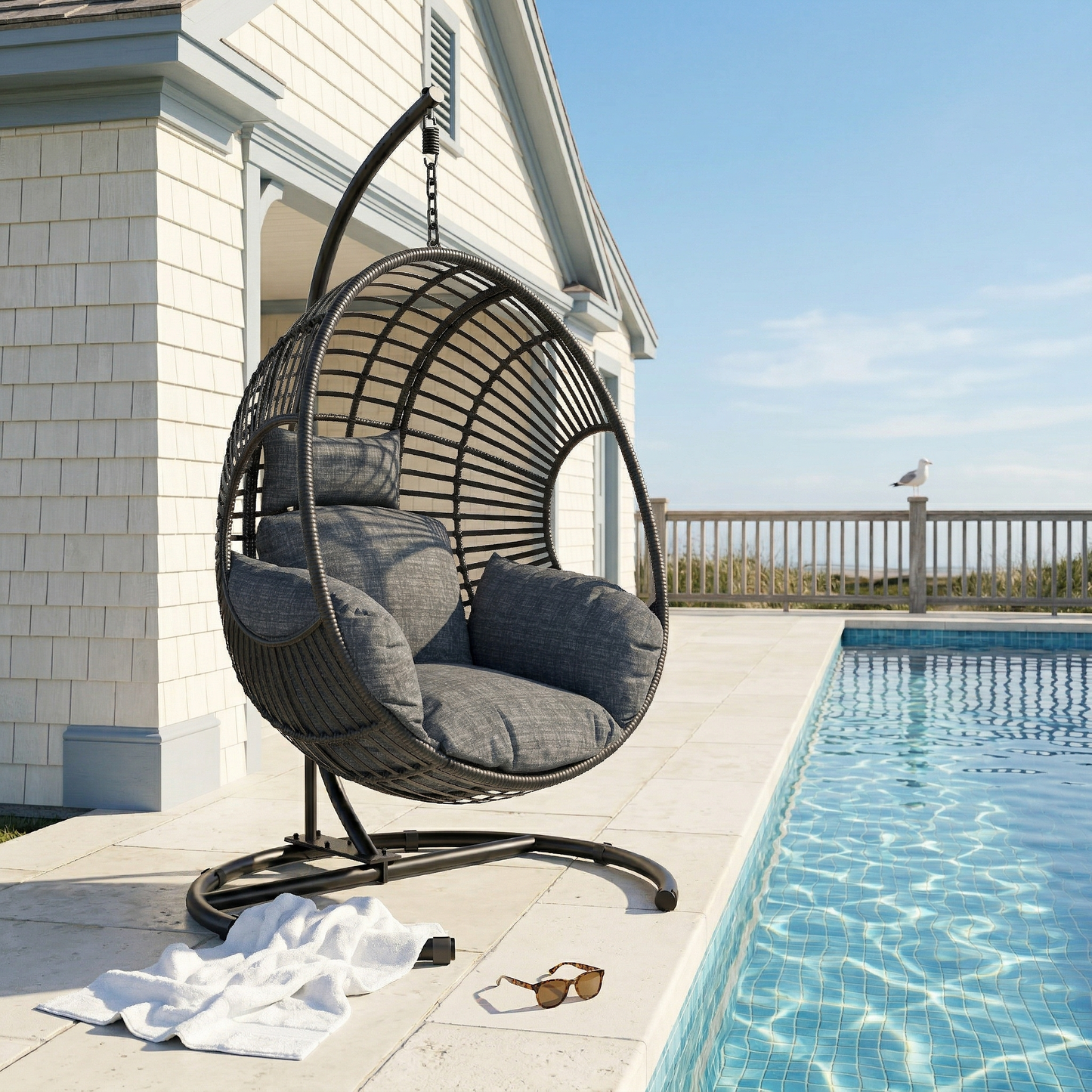 42 Extra Wide U-Base Hanging Egg Chair with Cushion