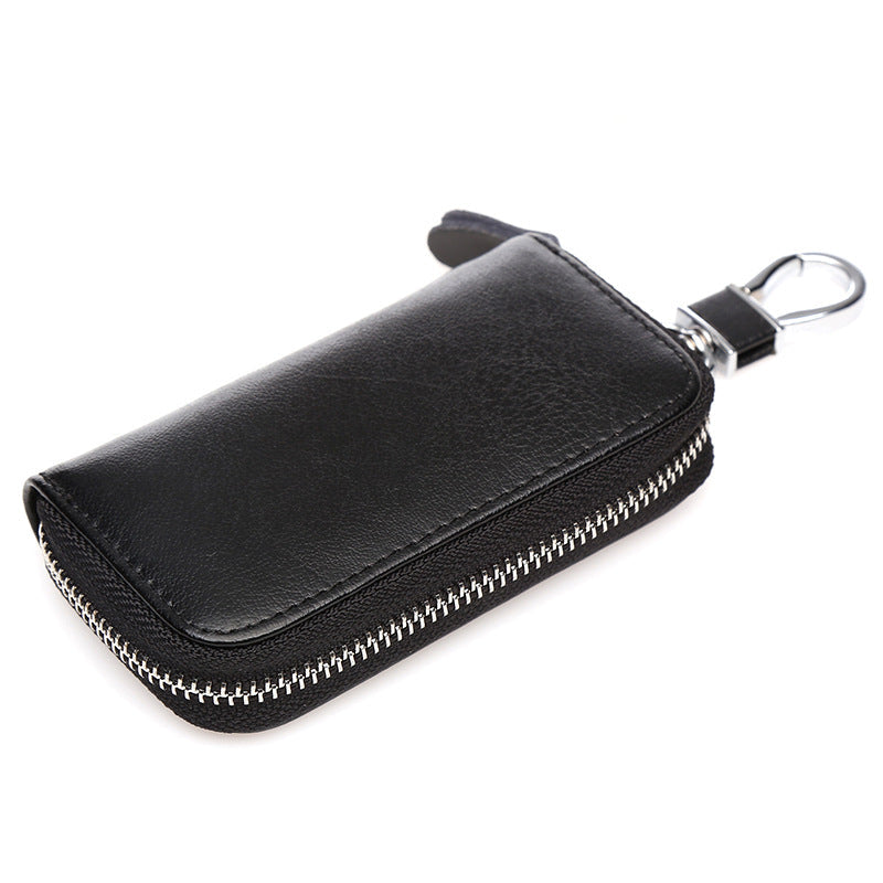 Men's Leather Zipper Multi-function Car Key Holder