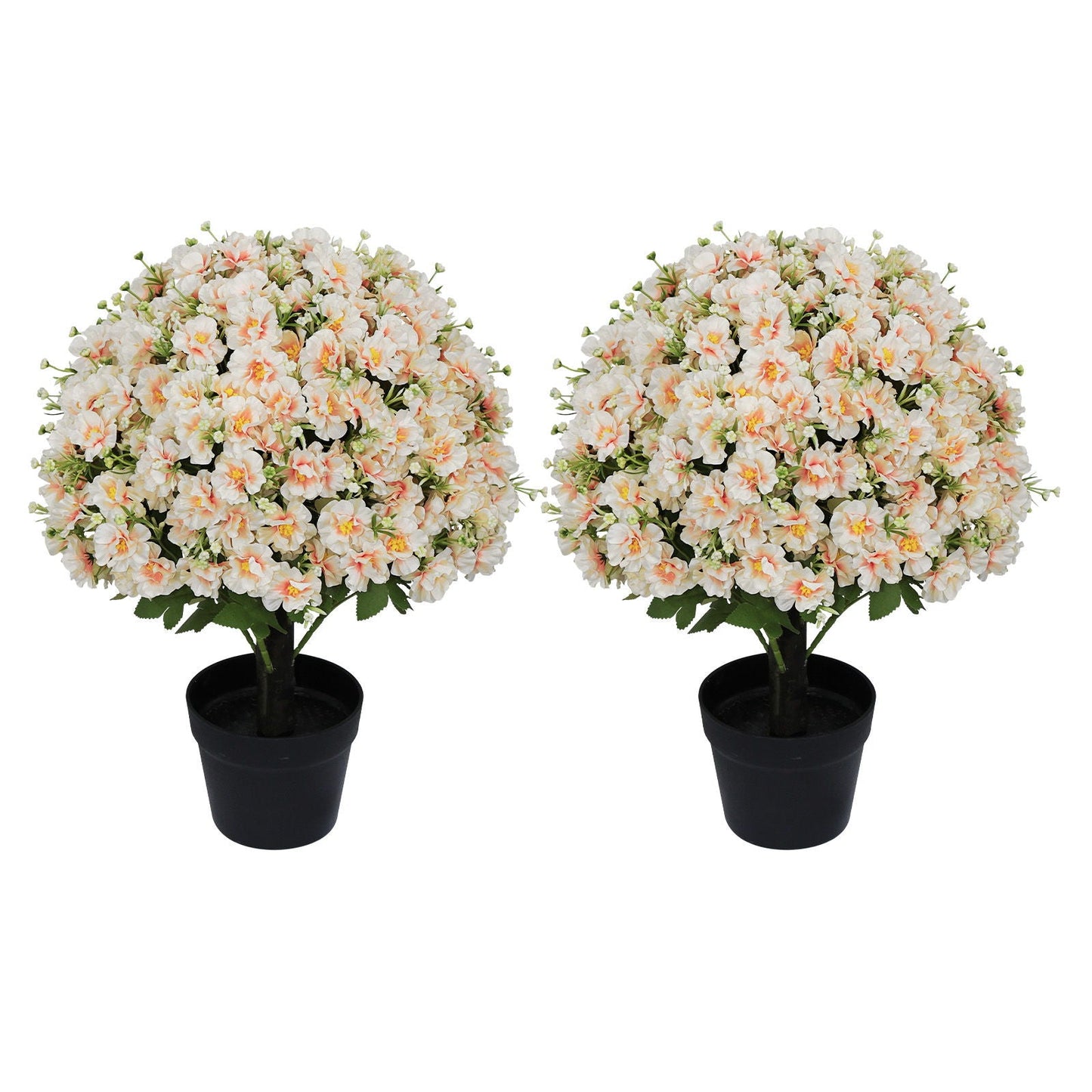 Artificial Snow Lotus Potted Plant, Artificial Floral Decor For Indoor & Outdoor Spaces - White / Pink