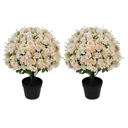 Artificial Snow Lotus Potted Plant, Artificial Floral Decor For Indoor & Outdoor Spaces - White / Pink