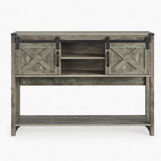 Farmhouse Entryway Table With Sliding Barn Door