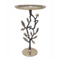 13.8x13.8x24 Black and Gold Aluminum Side Table with Pomegranate Design