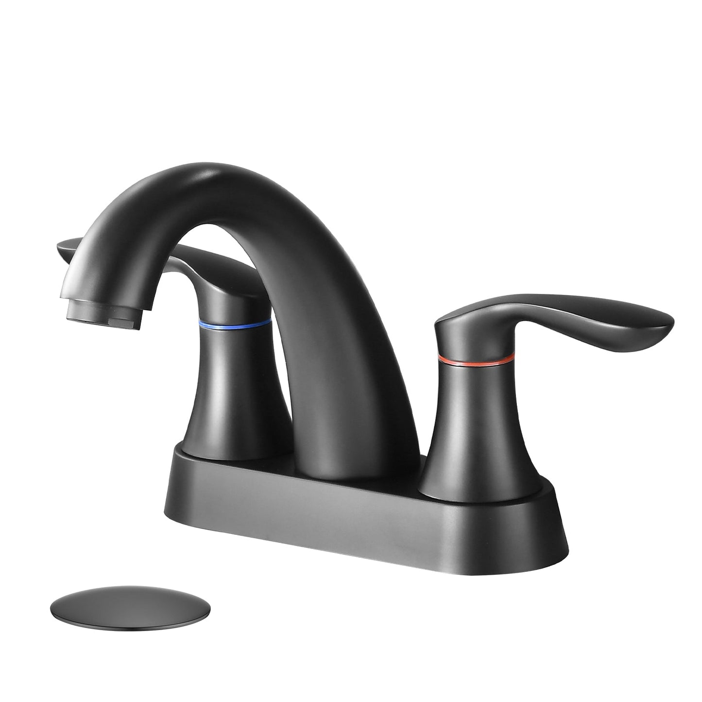 Two Handle 4 Inch Centerset Bathroom Sink Faucet with Pop-Up Drain, Matte