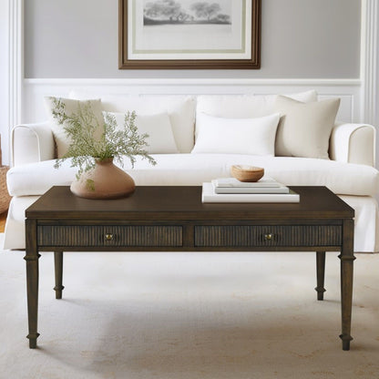 Fluted 2 Drawer Coffee Table - Brown