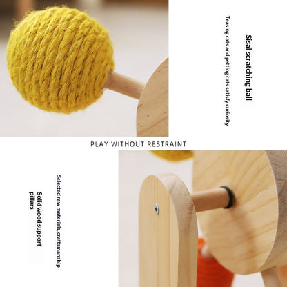 Cat Scratching Board, Solid Wood Cat Turntable Toy, Hemp Rope Claw Sharpening Ball, Cat Self-Entertainment Toy, Cross-Border Pet Supplies