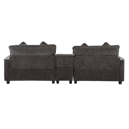 Modern Sectional Sofa With Removable Ottomans, USB Ports