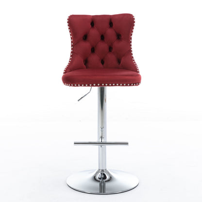 Swivel Barstools Adjusatble Seat Height From 25-33", Modern Upholstered Base Bar Stools With Backs Comfortable Tufted For Home Pub And Kitchen Island (Set of 2)