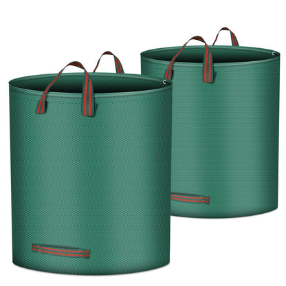 2Pcs 26.42Gallons Round Garden Waste Bags Waterproof Reusable Grass Rubbish Leaf Sacks Home Garden Lawn Yard Trash Bags With 4 Handles