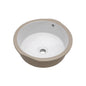 Ceramic Round Undermount Bathroom Sink With Overflow, European Style - White
