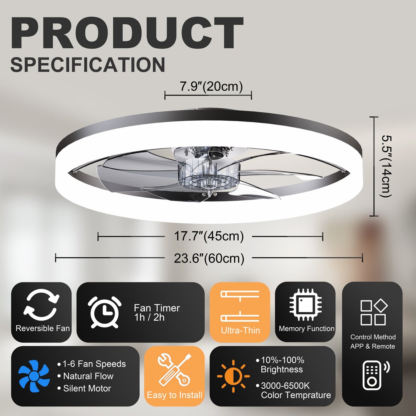 Ultra-Thin Modern LED Ceiling Fan