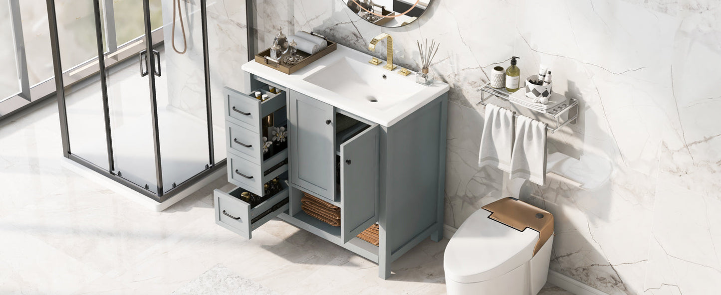 36" Bathroom Vanity with Sink Top and Storage Cabinet