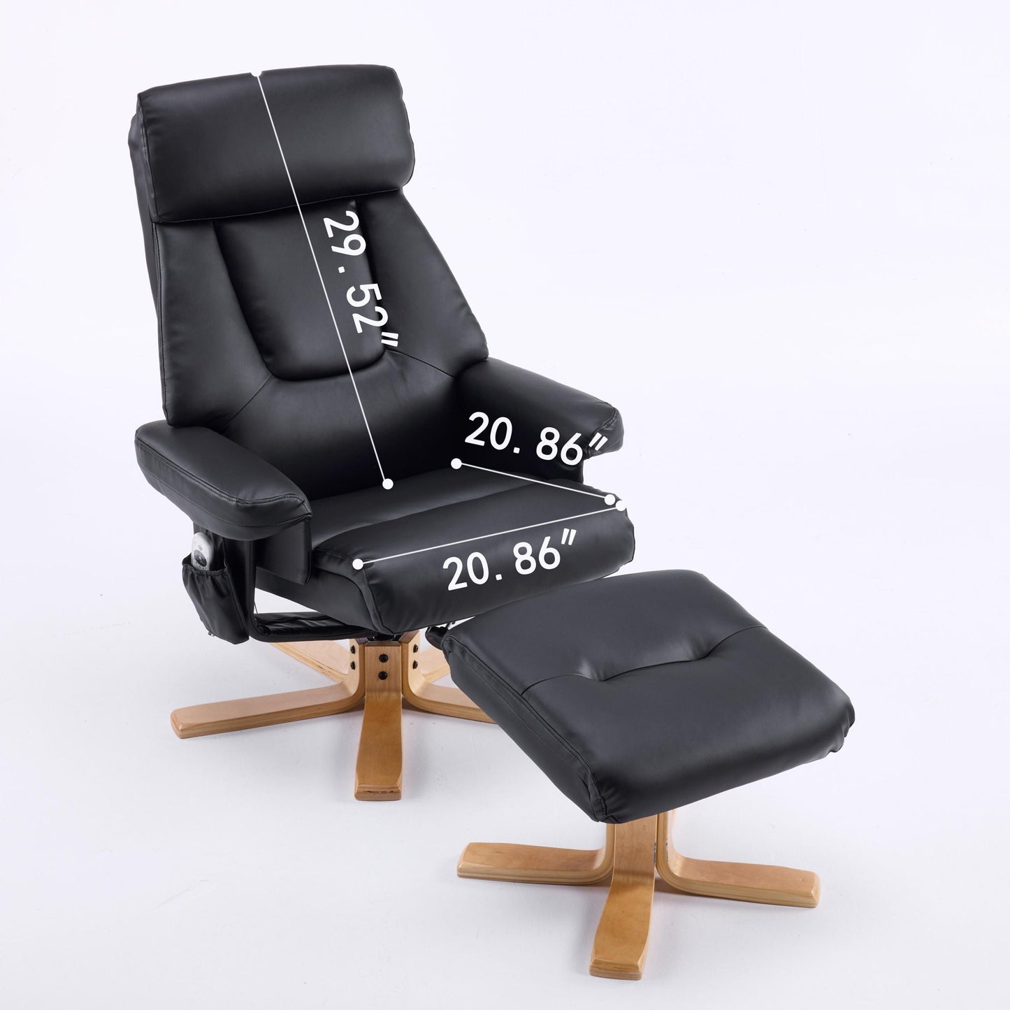 Upholstered Heated Massage 360° Swivel Accent Chair With Ottoman