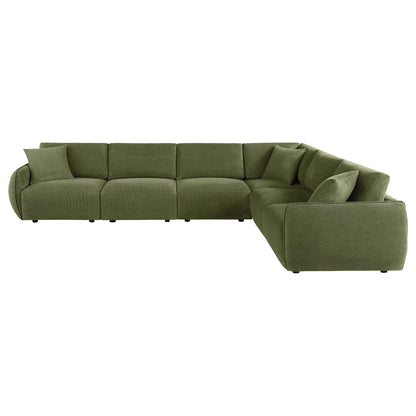 Elysia 6-piece Chenille Upholstered Modular Sectional Sofa Green