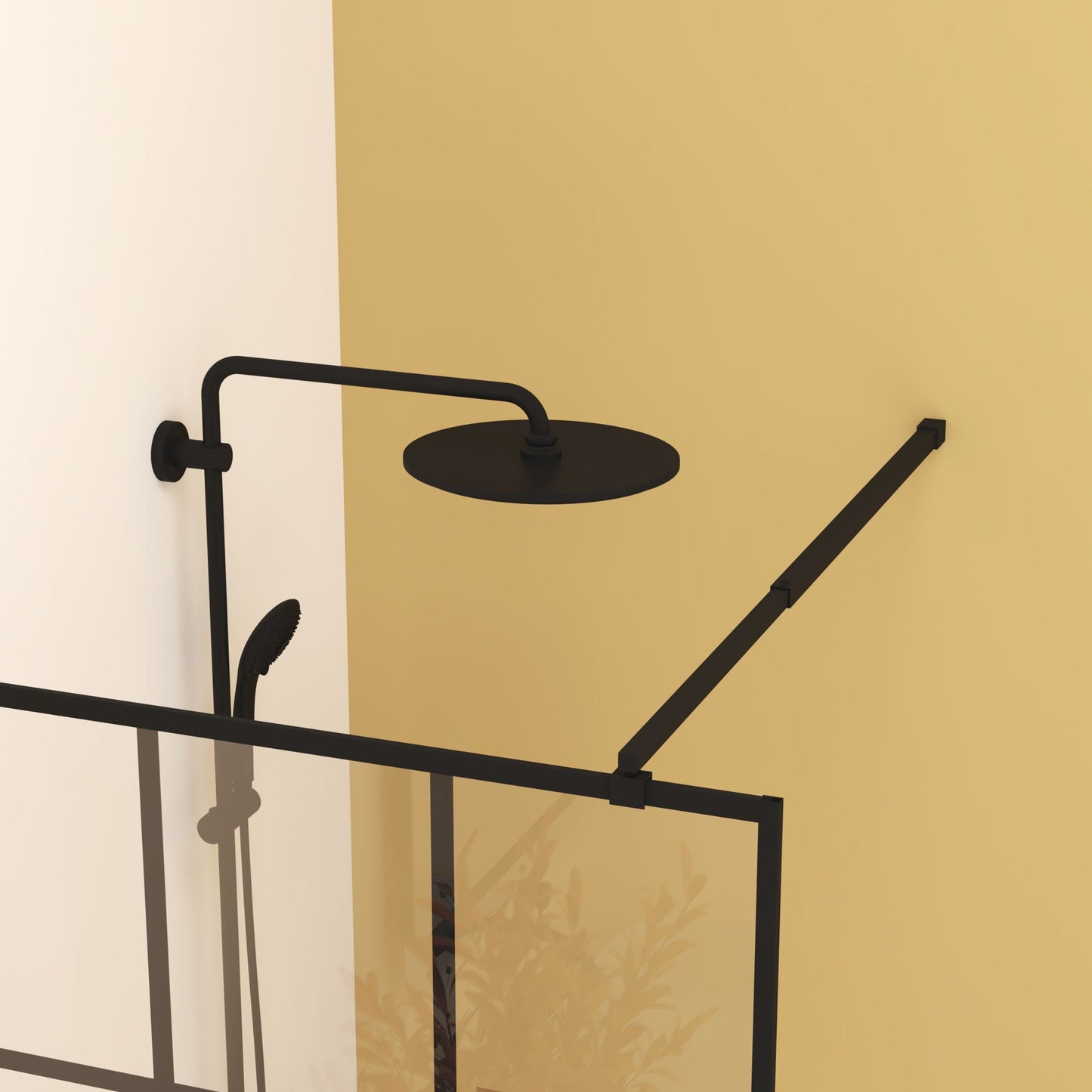 Framed Glass Shower Screen - Matte Black