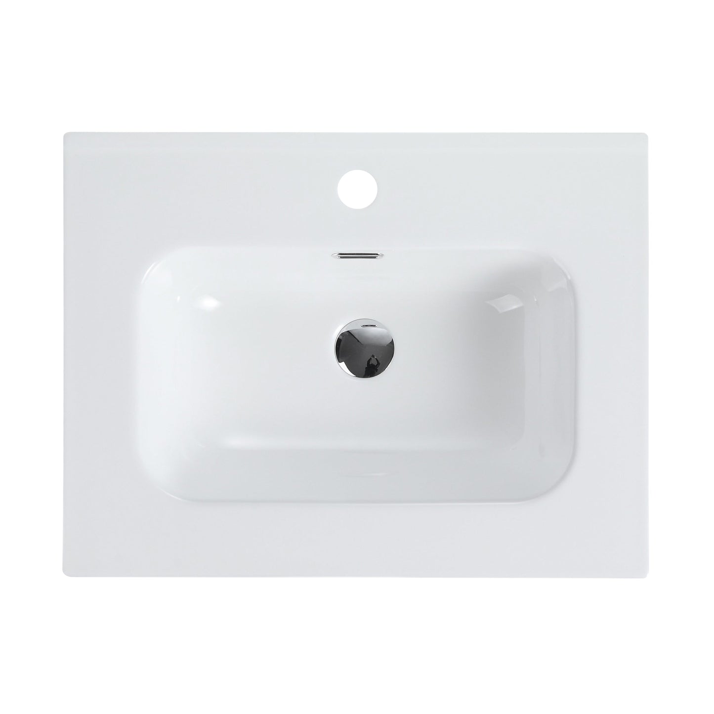 Glossy White Ceramic Integrated Sink