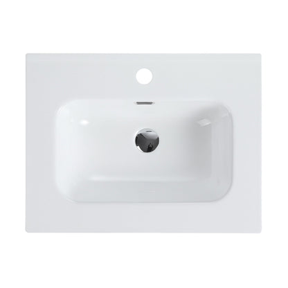 Glossy White Ceramic Integrated Sink