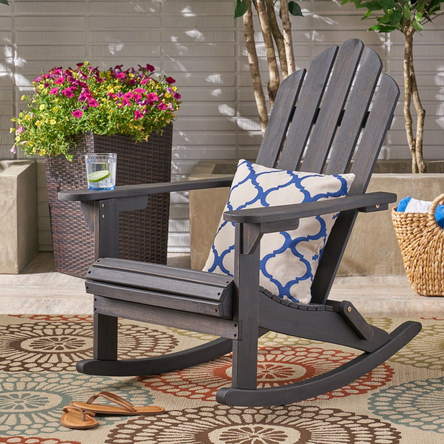 Echoes Outdoor Acacia Wood Adirondack Rocking Chair