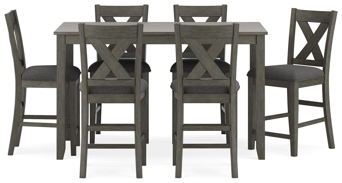 Caitbrook - Rect Drm Counter Table Set (Set of 7) - Gray