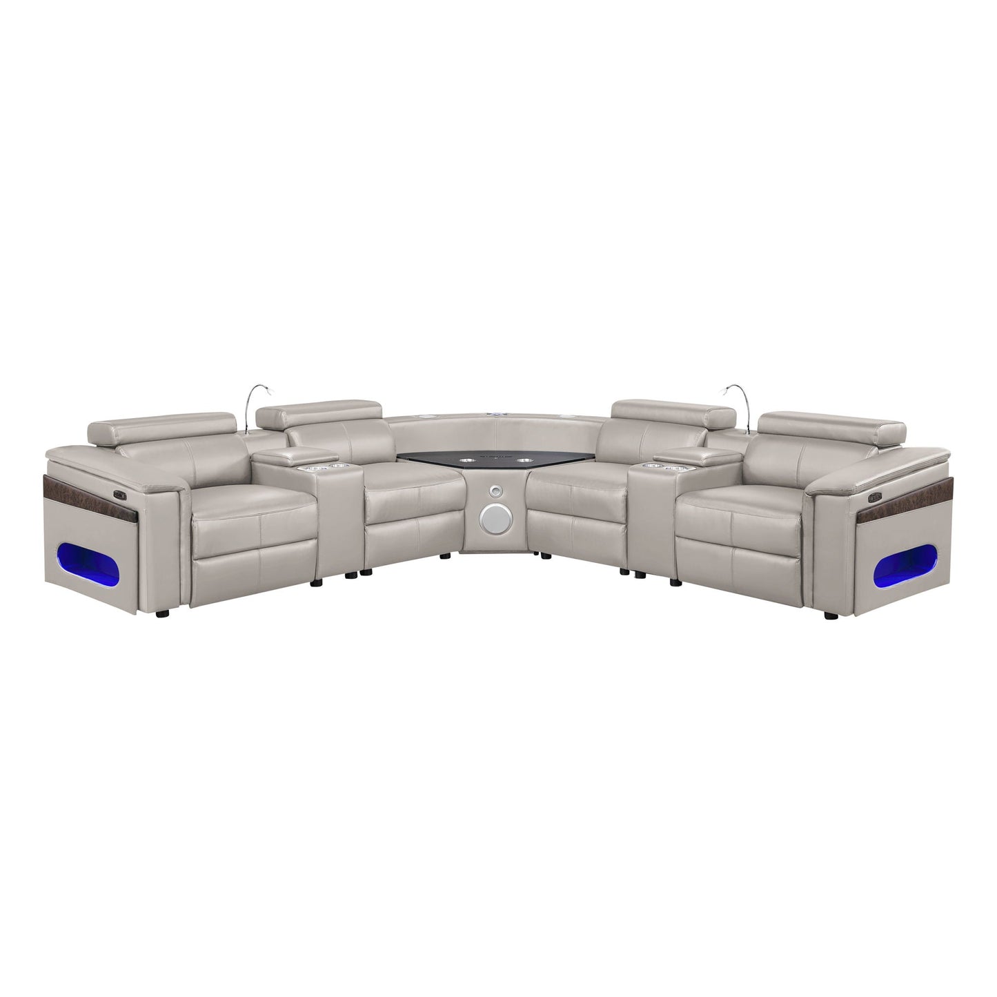 Nova - Sectional With Bluetooth Speaker, LED And Lifting Wine Cabinet