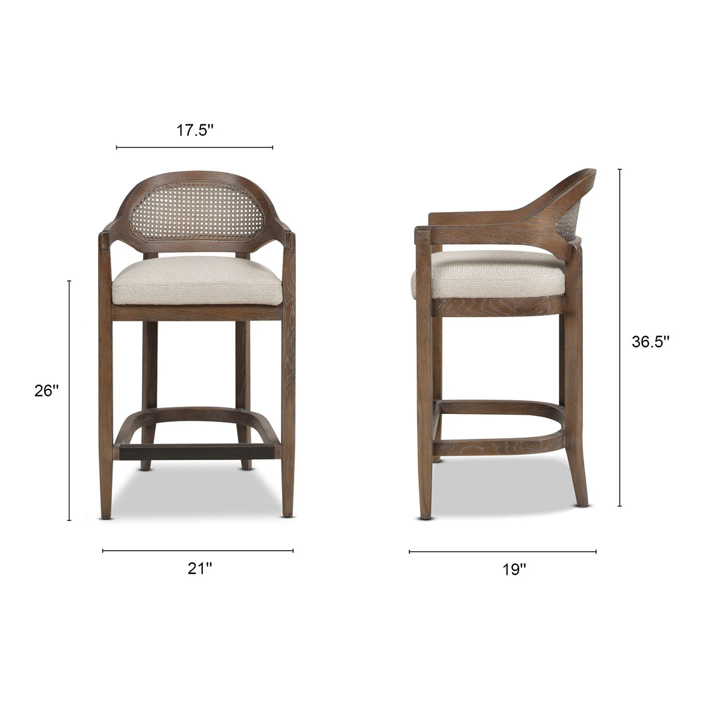 Americana - Mid-Century Modern Cane Back Counter Stool