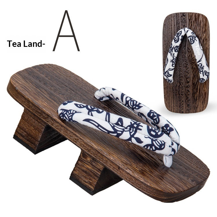 5.5cm-heeled Solid-wood Mens Flip-flops