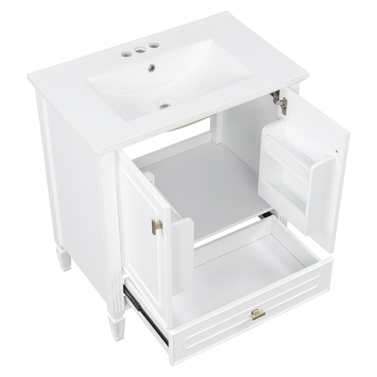 Freestanding Vanity With 1 Drawer & 2 Soft Close Doors With Door Mounted Storage
