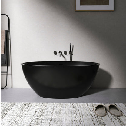 55 Inch Freestanding Solid Surface Soaking Bathtub