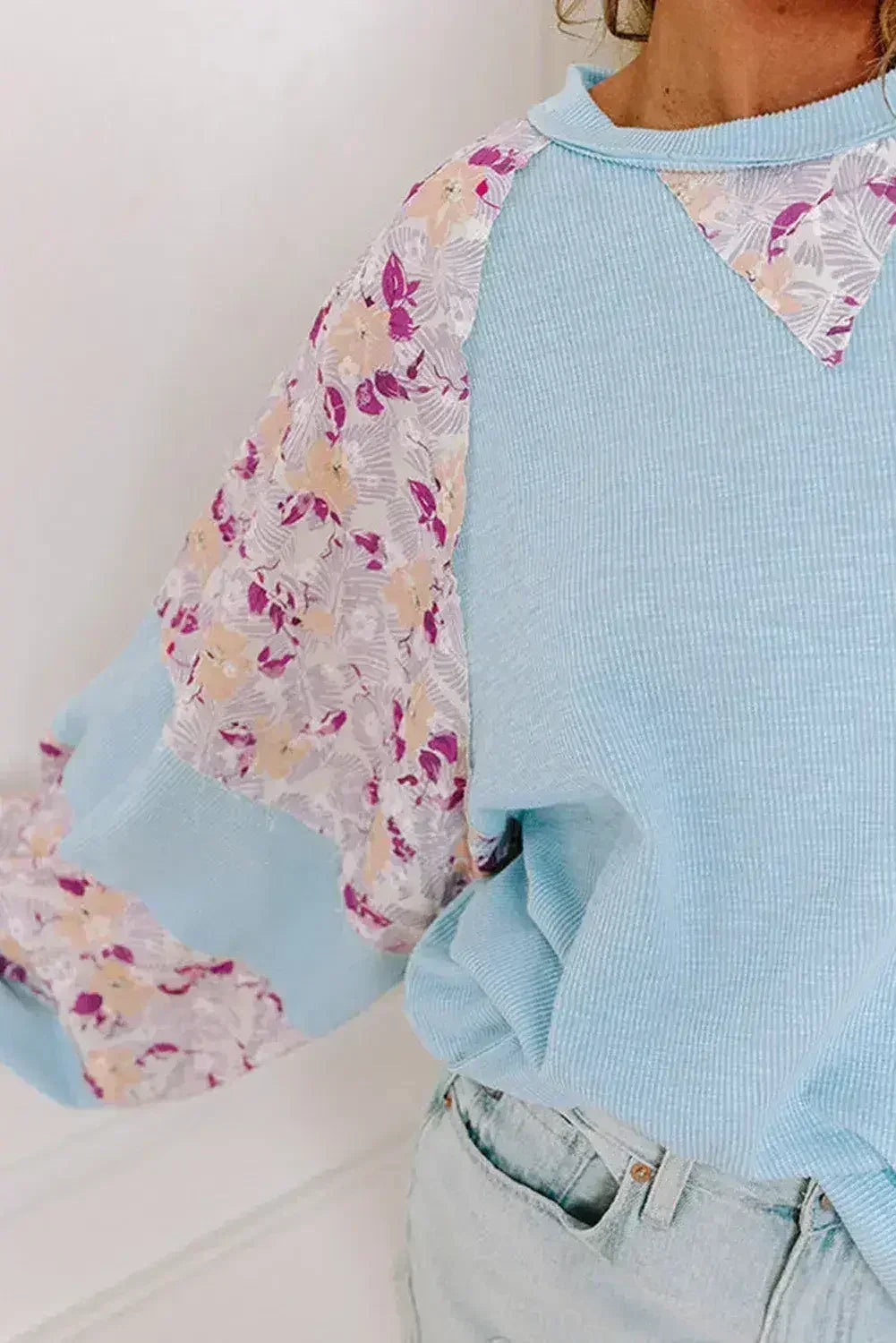 Floral Patchwork Blouse - Balloon Sleeve Top | Femstylo