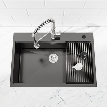 Stainless Steel Kitchen Sink, 33″x22″ Single Bowl, Overmount Handmade Sink