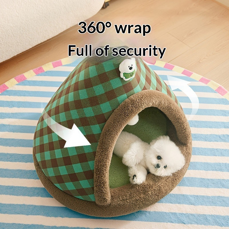 Four-Season Universal Closed-Style Christmas Cat Bed With A Sense Of Security