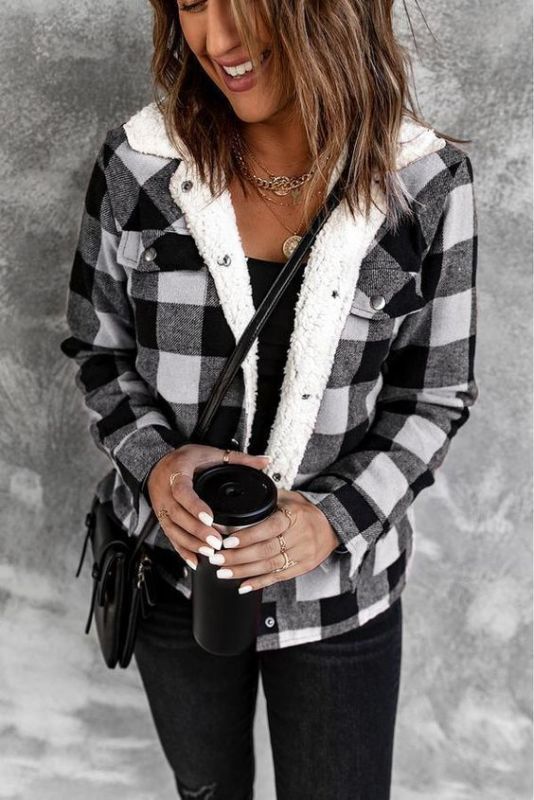 New Red plaid Winter jacket for women