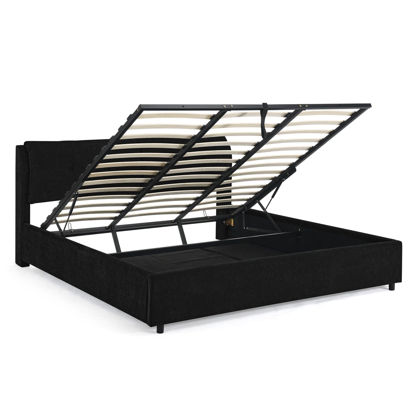 Storage Upholstered Hydraulic Platform Bed With Integrated Headboard