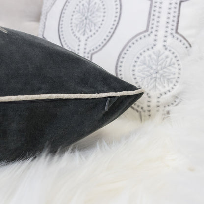 Gray Velvet Holiday Throw Pillow 20x20