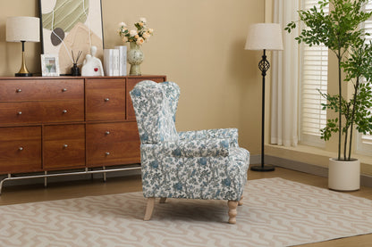 Modern Accent Chair with Retro Wood Legs and Floral Design