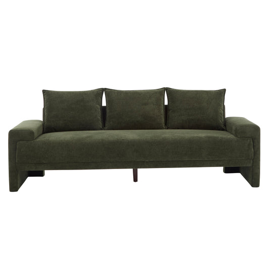 Algora 84.5 in. 3 Seater Modern Upholstered Velvet Sofa, Moss