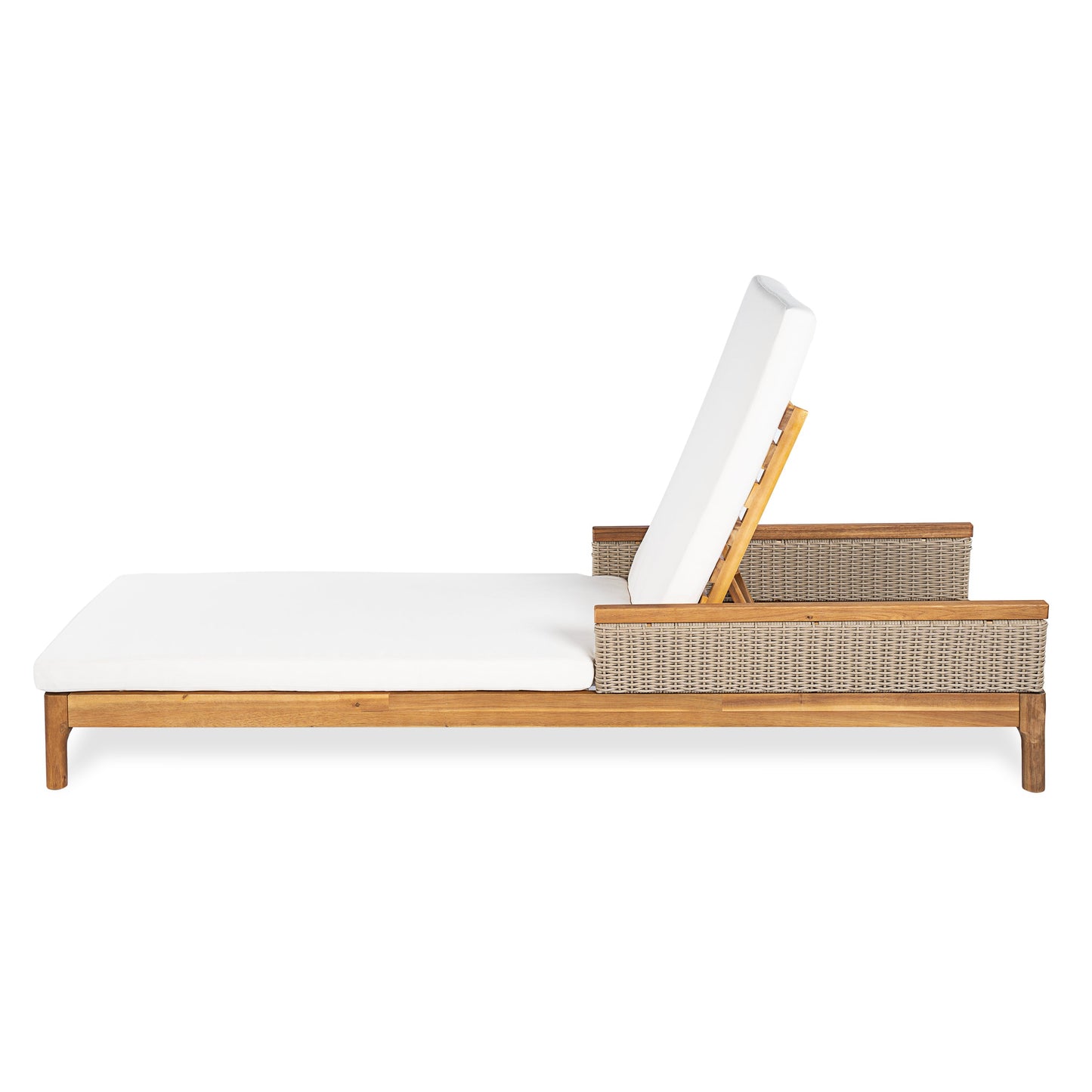 76.8" Solid Acacia Wood Sun Lounger Set of 2 with Cushions