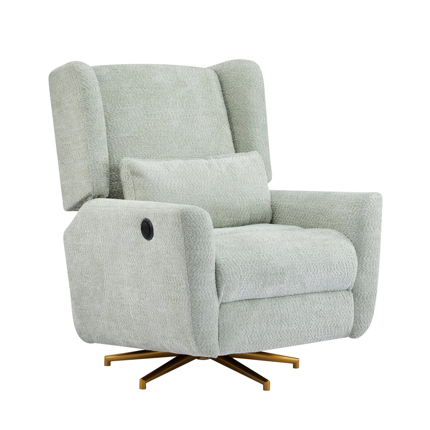 Power Recliner Chair Swivel with Boucle Upholstery and 360° Swivel