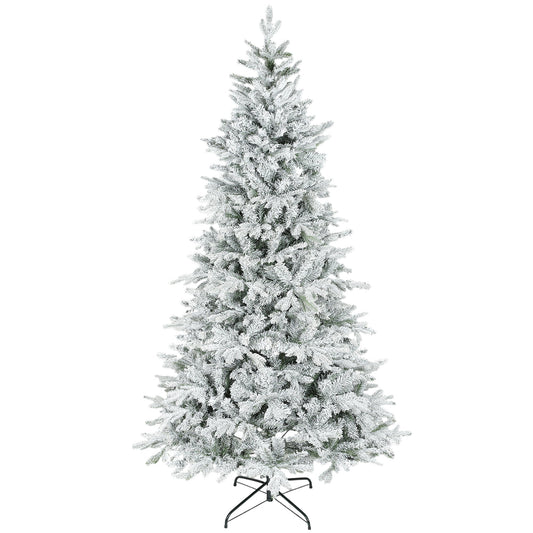 HOMCOM 7.5 ft Artificial Frosted Christmas Tree
