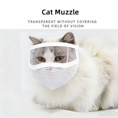 Cat Anti Bite Muzzle Transparent Breathable Mesh Muzzle For Grooming Nail Trimming Bathing Vet Visits