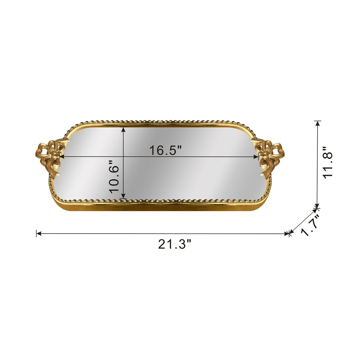 Ornate Gold Accent Tray with Mirrored Surface