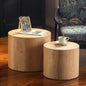 Nesting Coffee Table Set of 2 Round Wooden Tables