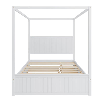 Canopy Platform Bed With Trundle And 3 Storage Drawers