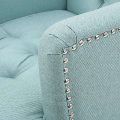 Harrison Tufted Club Chair with Button Tufted Back and Birch Wood Legs