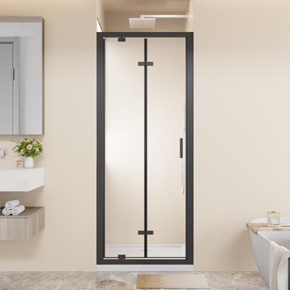 Framed Bi-Fold Pivot Shower Door 30"x72" Space-Saving Folding Shower Enclosure