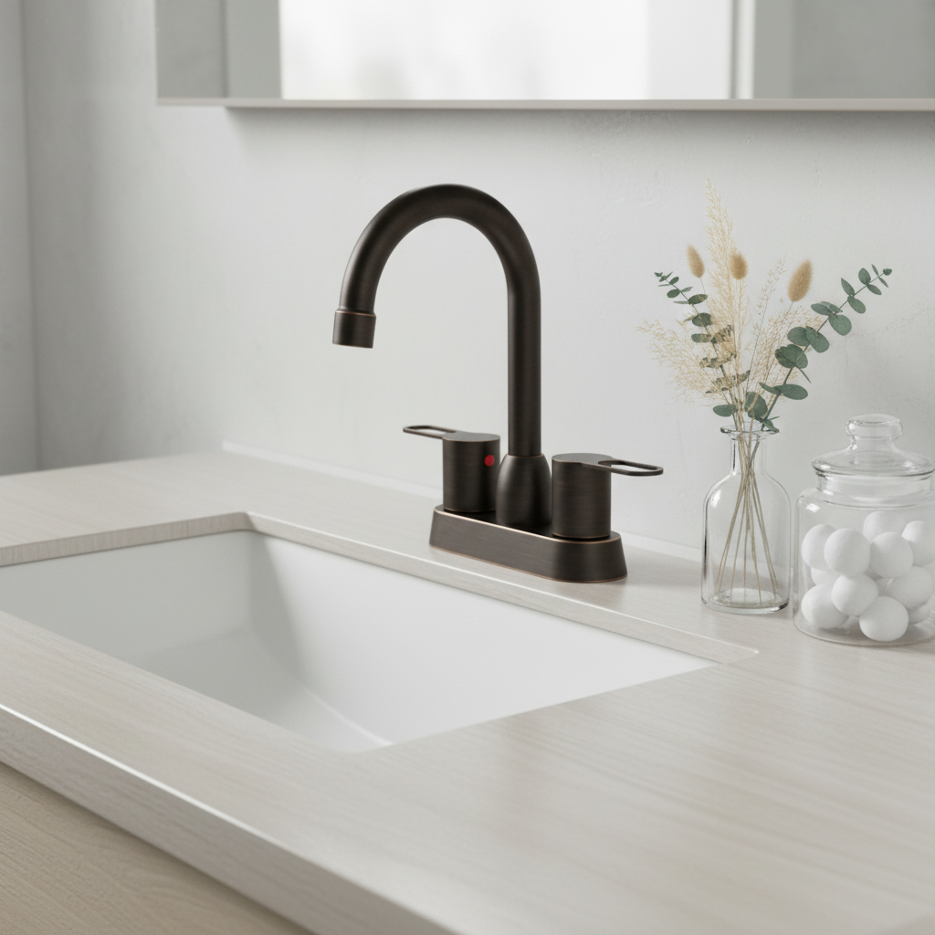 2 Handles Bathroom Sink Faucet, Oil Rubbed Bronze Centerset