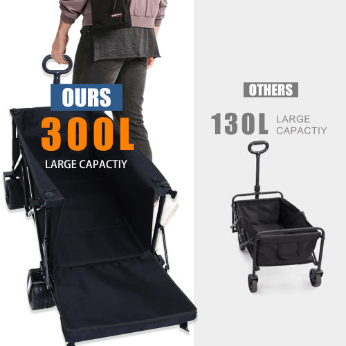 Foldable Wagon with Extended Tailgate and Large All-Terrain Wheels